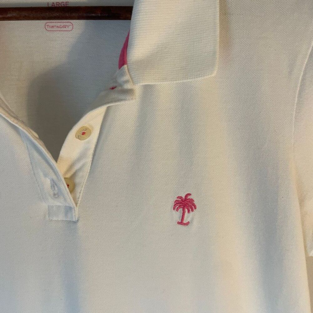 Lilly Pulitzer Polo Island Po with TransDRY. White Pink. L - Picture 5 of 10